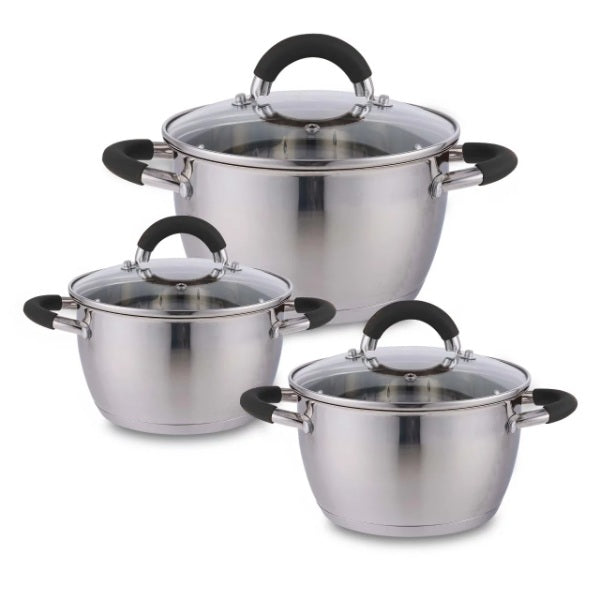 Set x 3 Ollas en Acero Inoxidable Home Elements