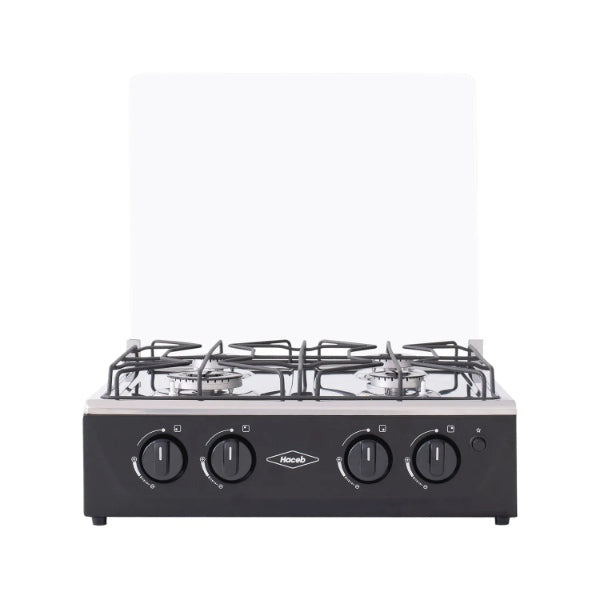 FogÃ³n de Sobremesa 4 Puestos Tapa Vidrio Gas Negro